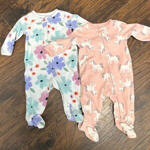 Carter’s girls fleece sleepers